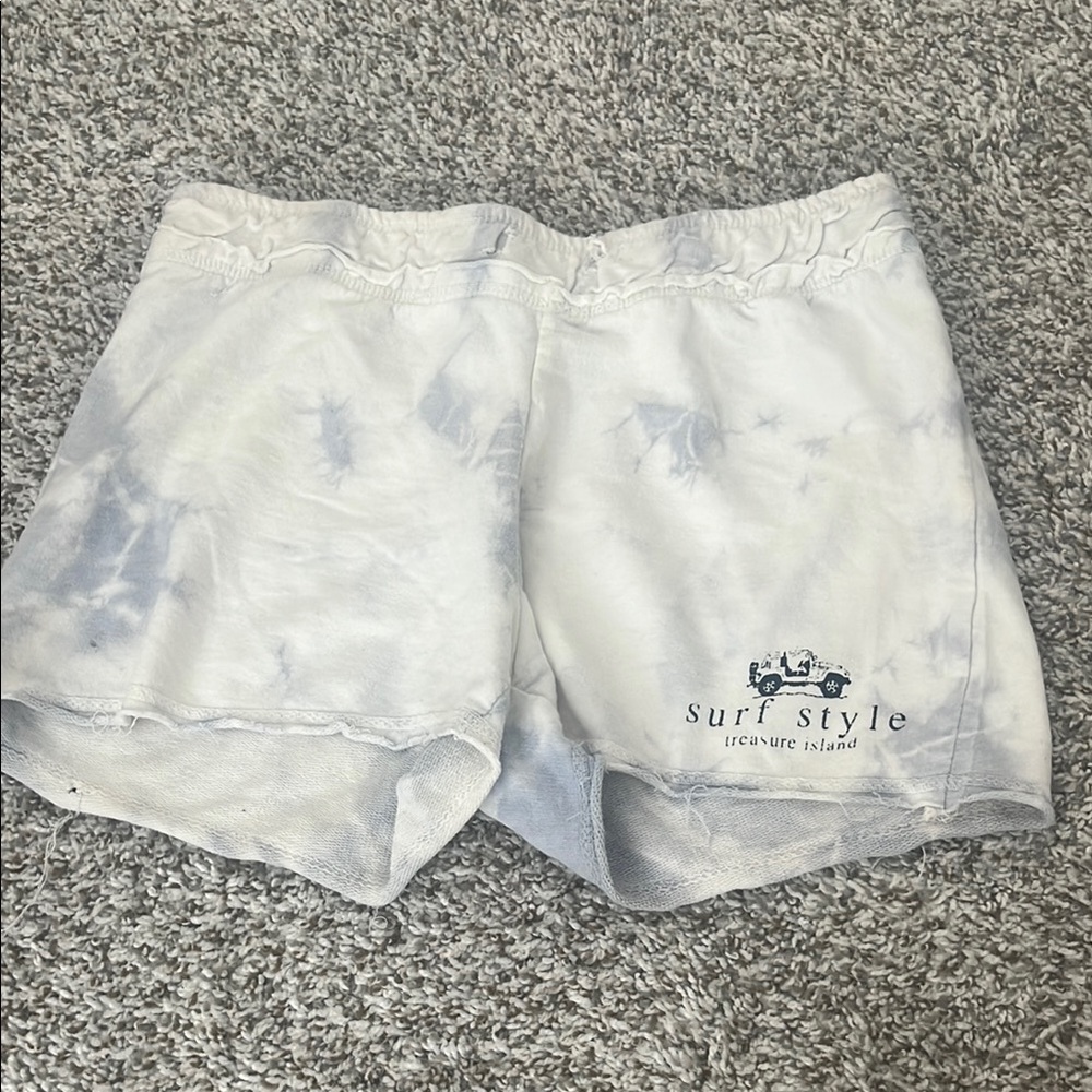 Surf Style White Athletic Shorts Lightweight Elastic Waist